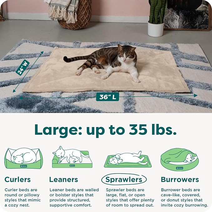 Furhaven ThermaNAP Self-Warming Cat Bed for Indoor Cats & Large/Medium Dogs, Washable & Reflects Body Heat - Quilted Faux Fur Reflective Bed Mat - Cream, Large - Image 3