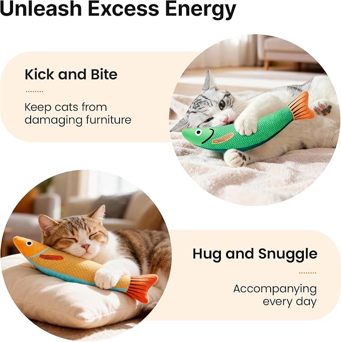Potaroma Cat Toys Saury Fish, 3 Pack, Catnip Crinkle Sound, Soft and Durable, Interactive Kitten Kicker for Indoor Kitty Exercise 9.4 Inches for All Breeds | Crinkle Sound, Soft and Durable, Interactive Kitten Kicker for Indoor Kitty Exercise 9.4 Inche... - Image 6