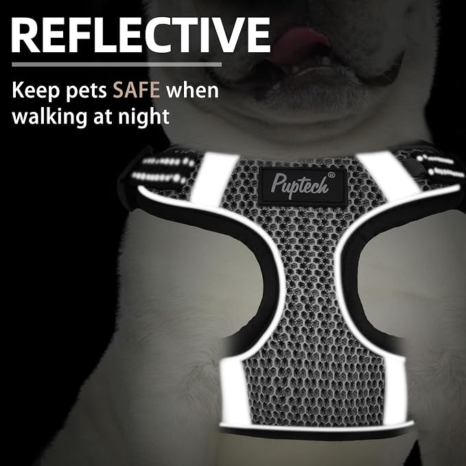 PUPTECK Dog Harness and Leash Set Medium Sized, Step in No Pull Adjustable Puppy Cat Harness Reflective Pet Vest - Image 4