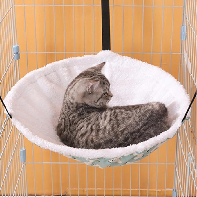 SHENGOCASE 2-Pack Cat Hammock Lounge Cat Hanging Bed for Cage Kennel Chair with Metal Frame, Adjustable Straps (Cyan) - Image 4