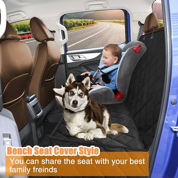 Kytely Dog Car Seat Cover Back Seat XL, Waterproof Hammock for Car & SUV | Side Flaps with Zippers, Mesh Window, 600D Oxford, Anti-Scratch Nonslip Backseat Protector, Dog Seat Belt Included - Image 7