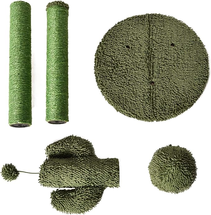 Amazon Basics Sisal Cat Scratching Post, Indoor Cactus Triple Posts for Cats & Kittens with Dangling Ball, Small, 22.4"H, Green - Image 4