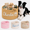 Personalized Dog Toy Basket with Name, Custom Puppy & Kitten Toy Storage Bins, Personalized Cute Handmade Cotton Rope Organizer for Snacks, Pet Supplies, Birthday Gifts Basket for Pets (A1) by Unknown