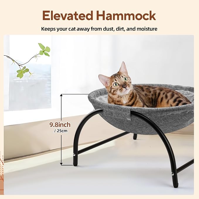 LIFLIX Raised Cat Hammock Bed, Pet Bed for for Indoor Cats, Standing Cat Cot with Washable Plush,17.1 x 17 x 9.5 inches - Image 3
