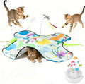 Interactive Cat Toys Rechargeable for 4 in 1 Hide and Seek Game, Moving Concealed Wand Feathers, Real Mouse Squeaky, Durable Exercise Toys for Indoor Cats for Bored Adult Cats Wand Toy by Unknown