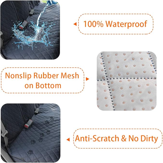 Honest Dog Car Seat Covers, Dog seat Cover with Side Flap for Cars, Trucks, and Suv's - Waterproof & Nonslip Pet Seat Cover for Backseat - Image 2