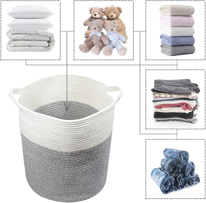 COMFY-HOMI XXXL Large Laundry Basket, Cotton Rope Nursery Woven Basket for Storage, Blanket Baskets Living Room Laundry Hamper, Dog Toy Storage Organizer, Home Decor - Image 7