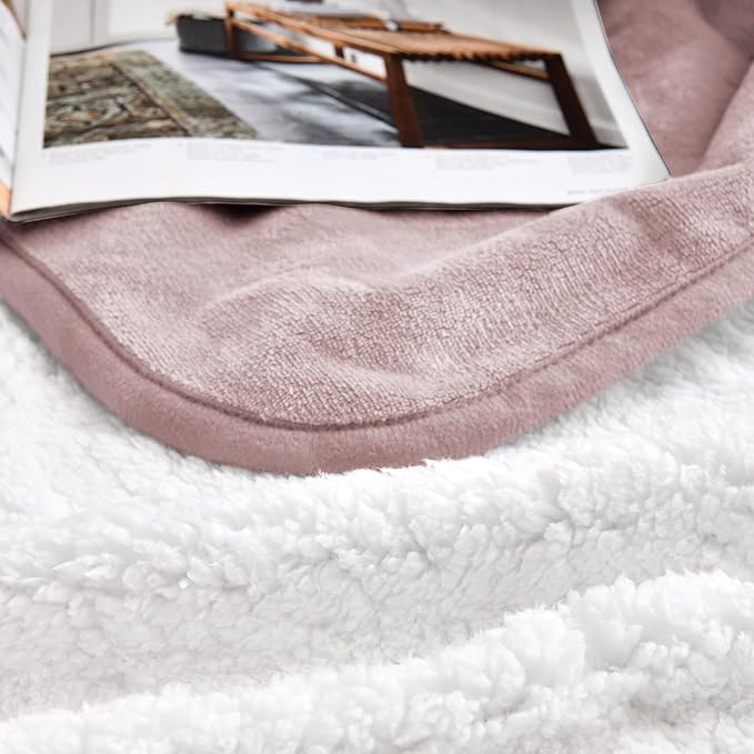 Soft Waterproof Blanket for Bed Couch Sofa, Dusty Pink, 60x80 inches | Liquid Pee Proof Pet Blanket for Dog Puppy Cat, Reversible Sherpa Fleece Blanket for Couch Cover, Furniture Protector - Image 6