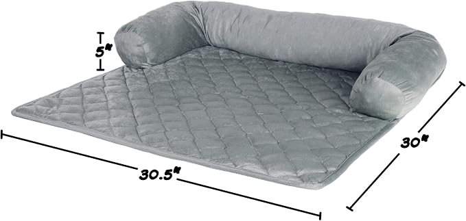 Couch Cover for Dogs - 30x30.5 Water-Resistant Pet Furniture Protector with Memory Foam Bolster and Quilted Fabric - Pet Supplies by PETMAKER (Gray) - Image 2