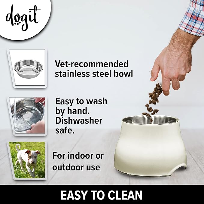 Dogit Elevated Dog Bowl for Large Dogs, White | Stainless Steel Dog Food and Water Bowl - Image 6