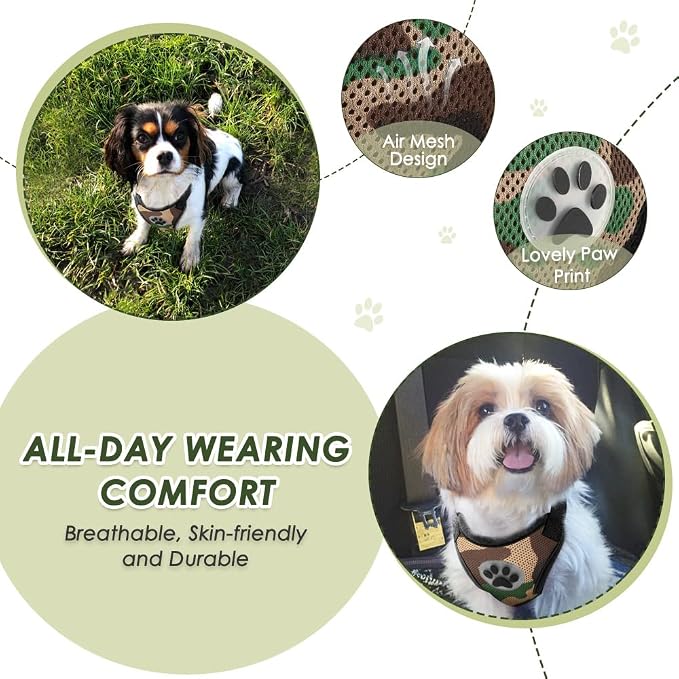 Lukovee Dog Car Harness Seat Belt, Harness & Seatbelt with 2 in 1 Buckle | Adjustable Soft Breathable Mesh Harness, Reflective Elastic Reflective Tether, for Small Medium Large Dogs Pets (CF, L) - Image 2