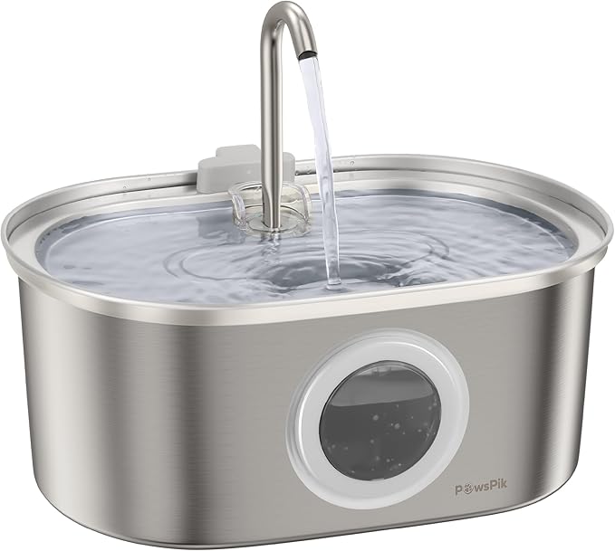 PawsPik SS-01 Stainless Steel Faucet-Design Cat Fountain 108.2 oz by PawsPik