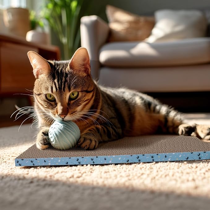 2Pack Cat Scratcher Pad, Reversible Scratching Cardboard, 14" Lx5.3 W Post Board for Indoor Cats Cardboard pad Sleep Play and Grind Claws - Image 7