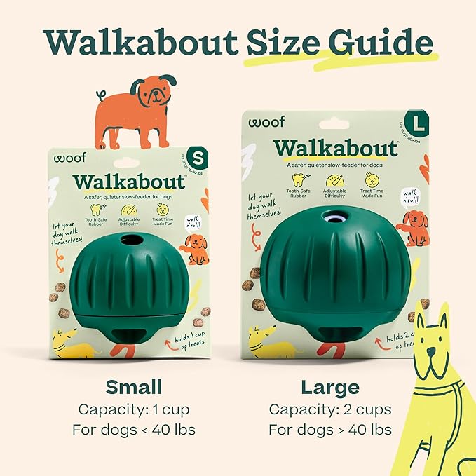 Woof Walkabout Dog Puzzle Treat Dispenser Toy for Dogs 40 lbs & Up | Adjustable treat openings, fits kibble & treats, durable rubber, dishwasher safe, easy to clean - Image 6