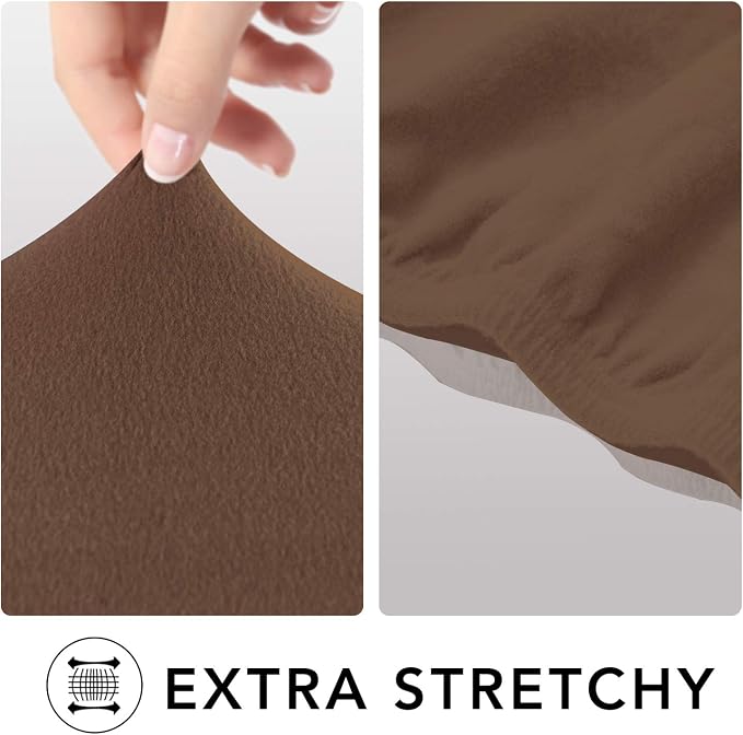 PureFit Stretch Couch Covers for Sofa Large Sofa Slipcovers Brown | 1-Piece Sofa Cover Washable Soft Couch Protector, Couch Slipcover with Non Skid Foam and Elastic Bottom for Kids, Dogs - Image 4