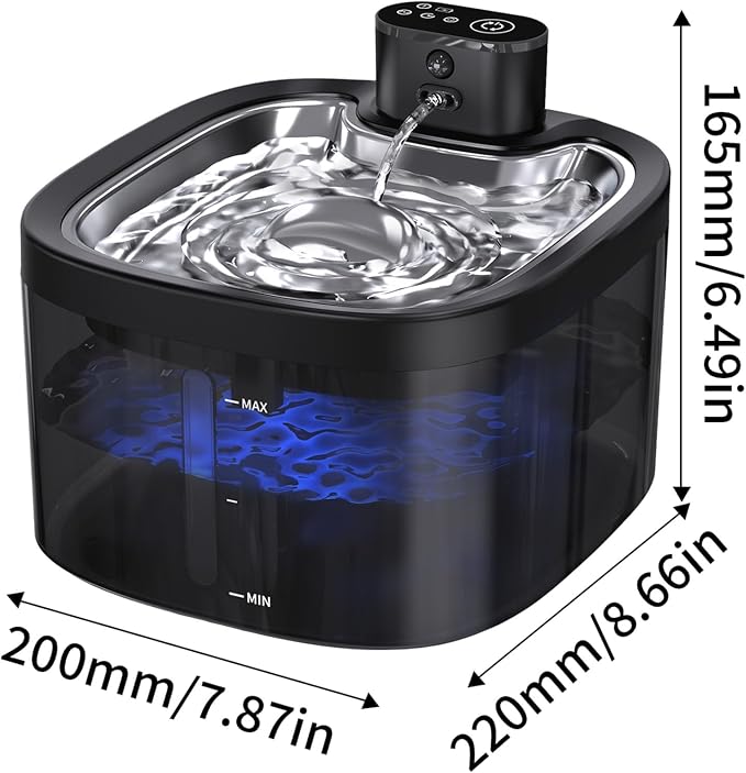 Cat Water Fountain Cordless: Battery Operated 118oz/3.5L Pet Water Fountain for Cats Indoor with Motion Sensor, Stainless Steel Tray, Ultra Quiet, Easy-to-Clean, Gifts for Cats, Dogs (8Filters) - Image 9