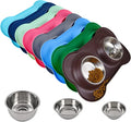 Dog Bowls 2 Stainless Steel Bowl for Pet Water and Food Feeder with Non Spill Skid Resistant Silicone Mat for Pets Puppy Small Medium Cats Dogs by Juqiboom