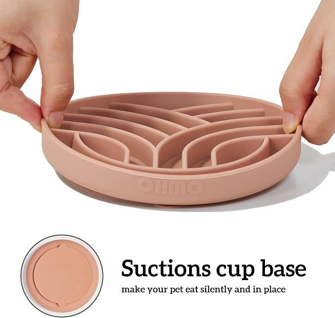 OHMO Slow Feeder Dog Bowl, 5.9" Lick Mat for Dogs, Tree of Life, Coral | Cat Slow Feeder Bowl, Anti Choking, Enrichment Toys, Easy Clean BPA-Free Silicone Feeding Bowl, Boredom and Anxiety Reducer - Image 5