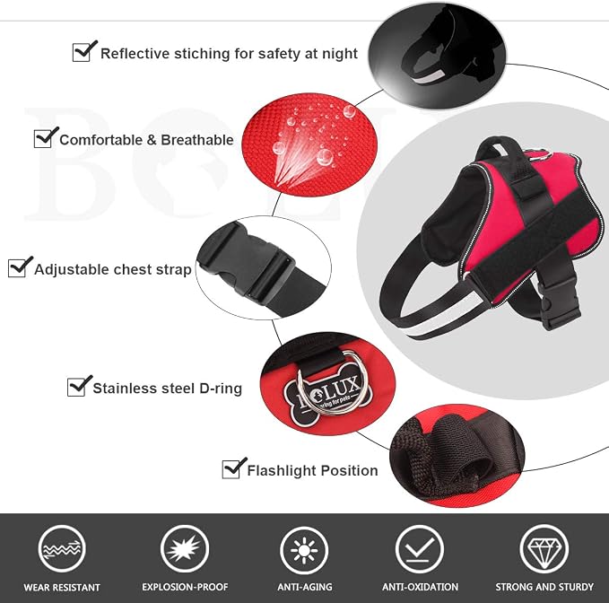 Dog Harness, No-Pull Reflective Dog Vest, Breathable Adjustable Pet Harness with Handle for Outdoor Walking - No More Pulling, Tugging or Choking (Red, XXL) - Image 2