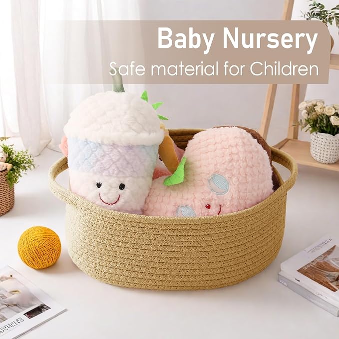 JMvicyroam Small Woven Basket, Empty Gift Basket, Jute/2 Pack | Small Gift Basket, Cotton Rope, 12 x 8 x 34 in, Handles, Includes Ribbon and Bag, Birthday Gift Basket - Image 5