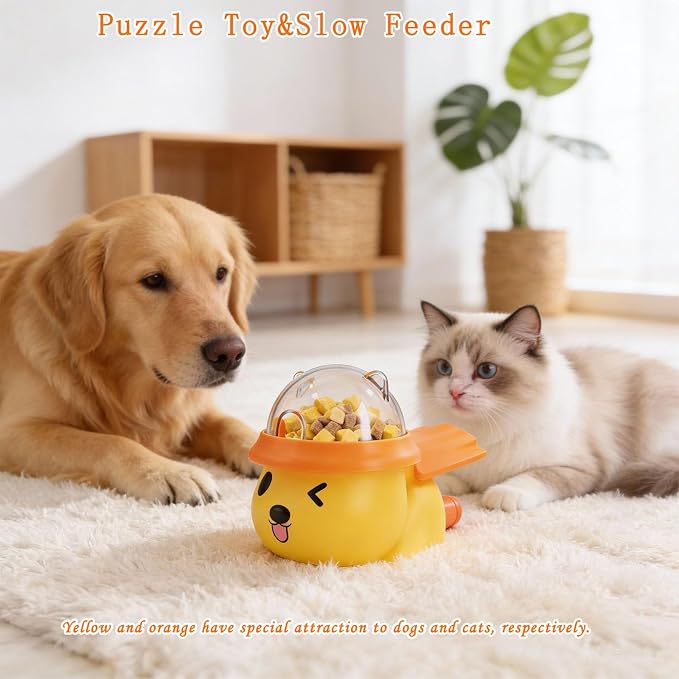 Interactive Dog and Cat Treat Dispenser - Slow Feeder Puzzle Toy | extra-large pedal, adjustable food outlet fits different kibble & treats, slow eating, mental stimulation, IQ training - Image 4