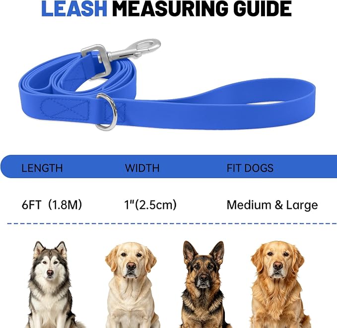 Waterproof Dog Leash with Double Handle, 6 FT Durable Odor-Proof Dog Leashes with Strong Aviation Aluminum Hooks Fits Small Medium or Large Dogs - Image 4