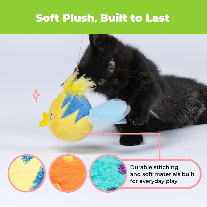 Best Pet Supplies Catify Interactive Cat Toy with Catnip - Fluffy Fish Set | Catnip Infused, 2 Sushi Roll Set, Plush Pull Out Topping Chew Toy, Durable, For Indoor Cats & Kittens, Attaches to Wand - Image 3