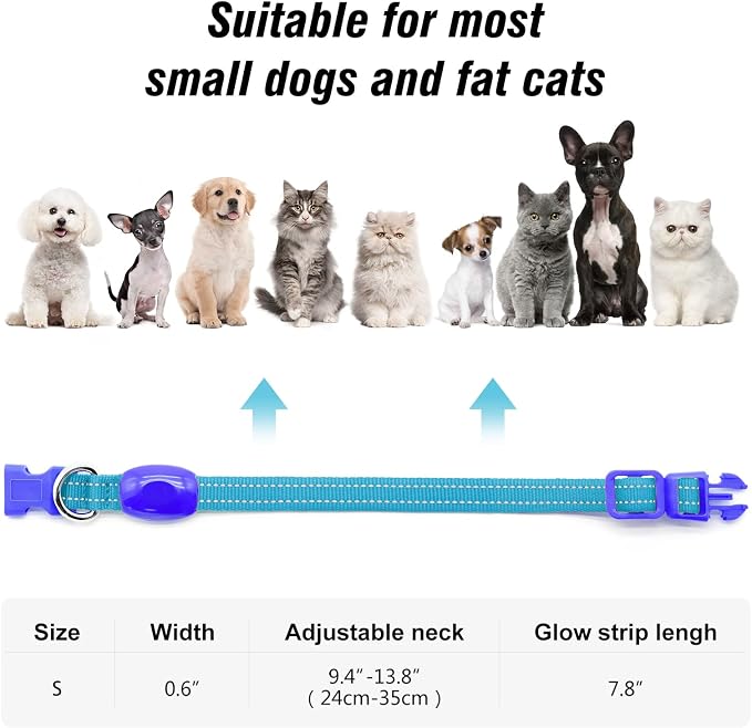 Visinite Light Up Dog Collars for Small Dogs,LED Dog Collar Light Rechargeable,Fully Adjustable Lighted Dog Collar,Glow in The Dark Dog Collars with Dog Lights for Night Walking,Blue - Image 5