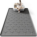 Bulkniu Silicone Cat Litter Mat, 22"x34", Raised Edge Waterproof, Dark Grey | Litter Trapping & Recycling, Easy to Clean, Non-Slip, Durable Safe & Odorless, Paw Friendly by Bulkniu