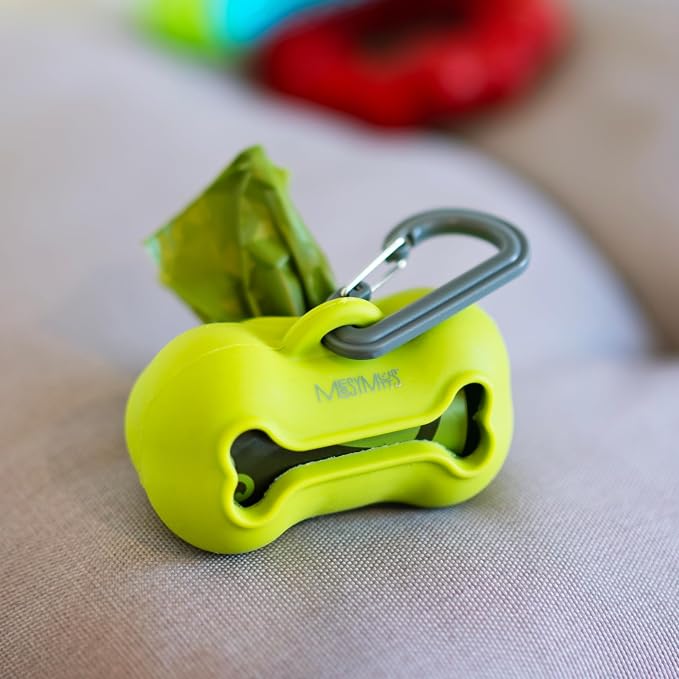 Messy Mutts Silicone Dog Poop Bag Holder with Carabiner, Grey | Silicone Dog Poop Bag Dispenser With Carabiner Clip And 15 Bag Starter Roll, Fits Standard Rolls - Image 4