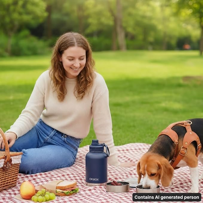 Dog Water Bottle for Travel Insulated Bottle for Small Dogs | Food Grade Plastic Bowls, Dishwasher Safe, 24H Cold 12H Hot, for Car Rides, Park Visits, Road Trips - Image 6