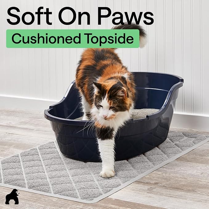 GORILLA GRIP Cat Litter Box Mat, Cushioned Coil Mesh Litter Trapping Mats, Scatter Control Supplies for Less Mess, Phthalate Free, Ultra Deep Catch Grooves, Rinse or Vacuum to Clean, 30x20 Light Gray - Image 8