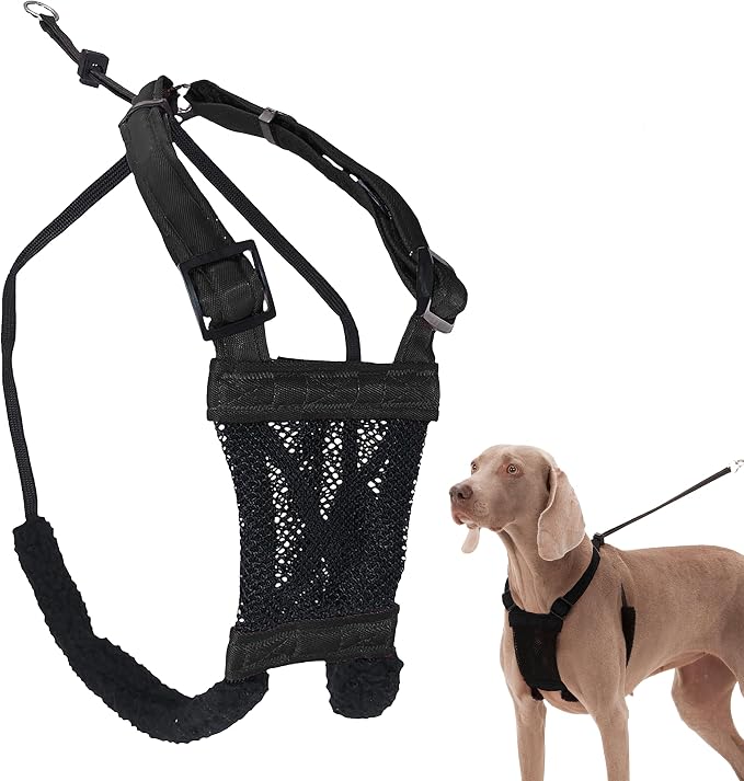 Sporn No Pull Dog Harness, Durable Nylon Mesh Harness for Large Dogs, No Choke Design, Padded Restraint Sleeves, Adjustable Fit, Easy On/Off, Large/XL for Extra Large Breeds, Black by Sporn