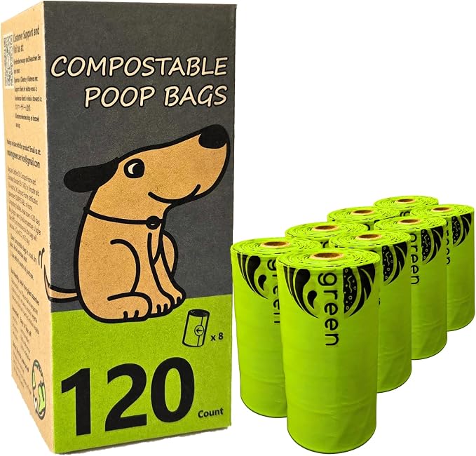 Dog Poop Bag, Compostable Doggie Poop Bags Refills, Eco-Friendly Pet Waste Bags, Vegetable-Based Unscented, Compostable, Extra Thick, Leak Proof, Size 9 x 13 Inches, 120 count by MoonyGreen