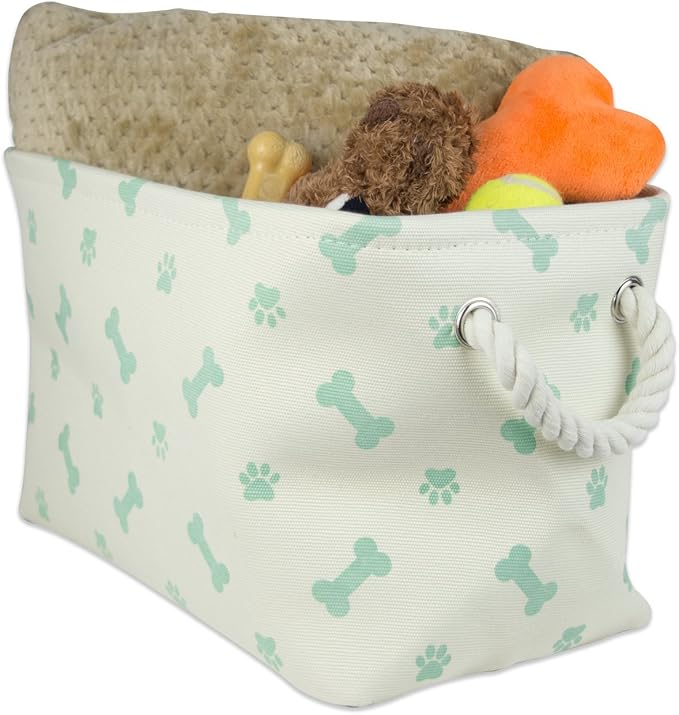 Bone Dry Pet Storage Collection Paw and Bone Print, Small Rectangle, 14x8x9", Mint - Image 6