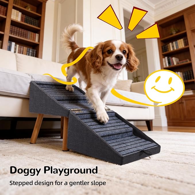 Dog ramp for Small Dogs, 2-in-1 Pet Steps & Ottoman - Foldable Dog ramp for Couch, Non-Slip Wooden Pet ramp for Puppy Senior Injured Dogs (Matte Black, XL(17.13H)) - Image 4