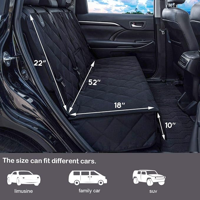 petalage Bench Dog Car Seat Cover for Back Seat Waterproof Seat Covers Durable Scratch Proof Nonslip, Protector for Pet Fur & Mud Washable Backseat Cover for Cars Armrest Compatible - Image 3