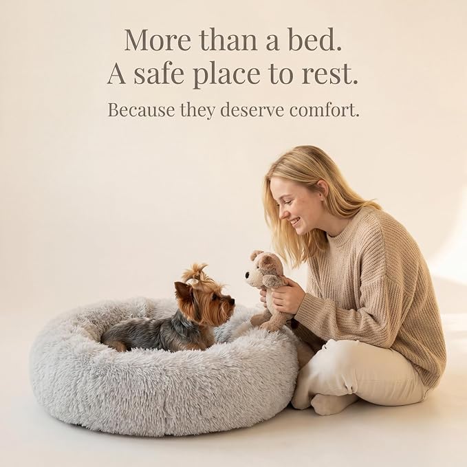 nononfish Soft Donut Dog Bed,Cozy Calming Pet Bed for Small Dogs | Soft plush donut bed designed for comfortable everyday pet rest. - Image 8