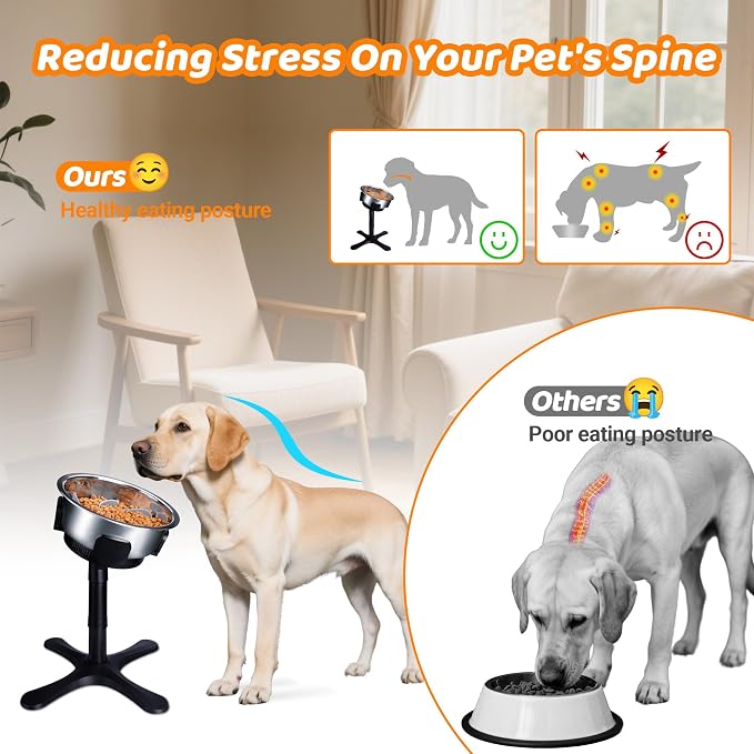 Elevated Adjustable Dog Bowl Feeding Stand, 3 Heights and Tiled Ajudst, Compatible with Moost Feeding Bowls, Great for Medium Large Dogs(Dog Food Bowl Stand 2 Pack) - Image 4
