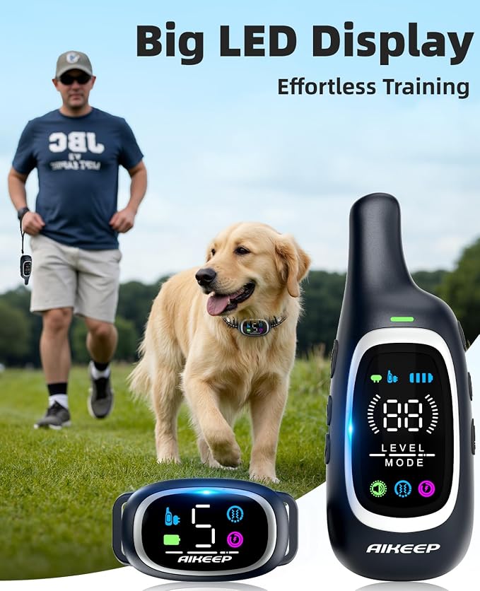2-in-1 Dog Shock Collar and Bark Collar for Dogs – 3300FT Dog Training Collar with Remote, IP67 Waterproof e Collar with Anti-Bark/Beep/Vibration/Shock Modes for Small Medium Large Dog(8-120Lbs) - Image 8