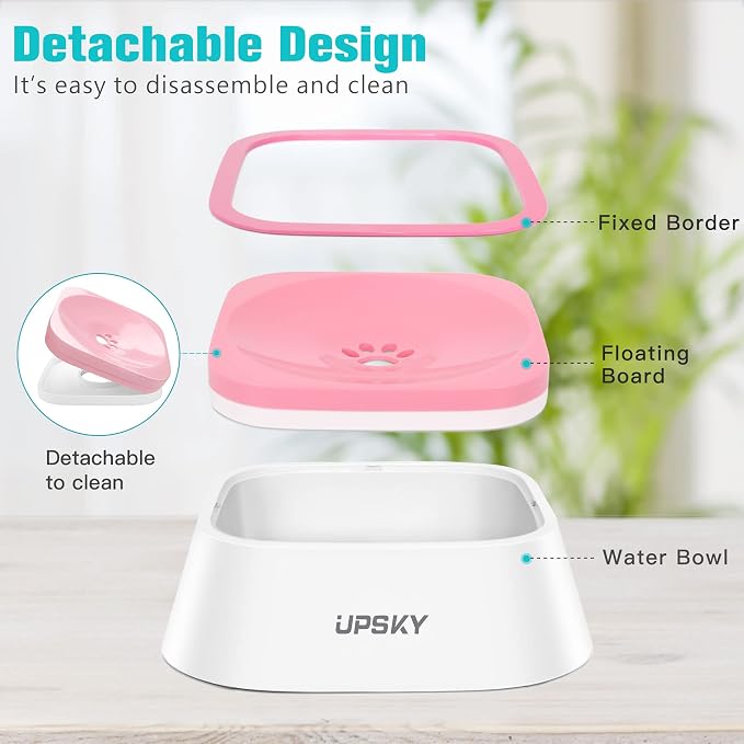 UPSKY 35oz No-Spill Pet Water Bowl, Slow Water Feeder for Dogs and Cats | Splash-Proof Bowls, Slow Drinking Pet Dish, Easy-Clean Dishwasher Safe, Portable For Travel - Image 2