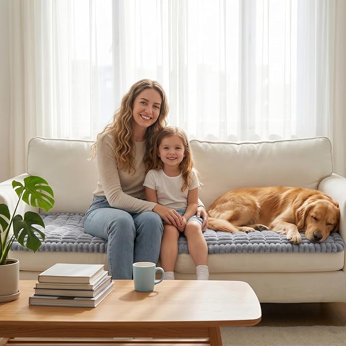 Fixwal Waterproof Flannel Dog Couch Cover, 27.6" x 94.5", Light Gray | Integrated TPU Barrier, Non-Slip Backing, Machine Washable, Pet Friendly, Easy Clean Pet Hair, Soft Sofa Cushion Protector - Image 9