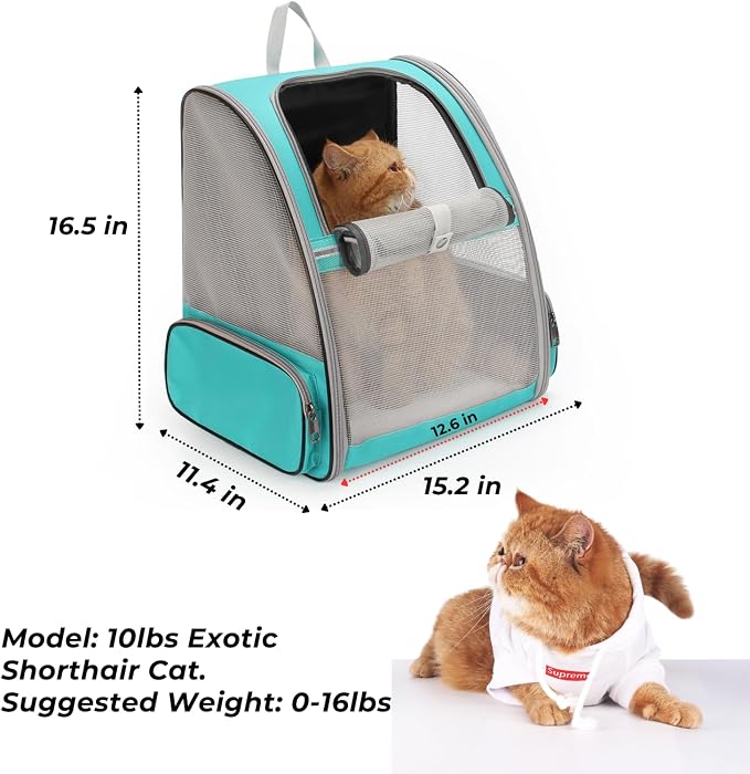 Lollimeow Cat Backpack Carrier, Ideal for Small Animals & Puppies, Airline Approved,Safe for Travel, Hiking, Vet Transport & Outdoor Use Fully Ventilated Design for Ultimate Comfort On-the-Go - Image 2
