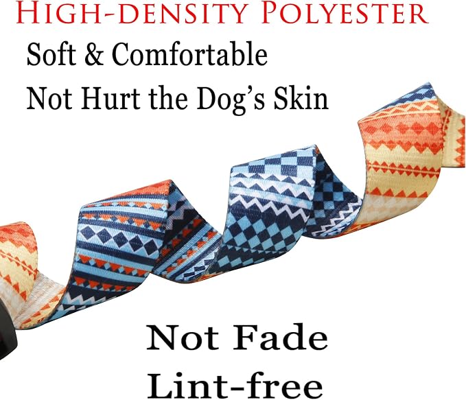 Mihqy Dog Collar and Leash Set, for Medium Dogs, Bohemian Orange Set,M | with Bohemia Tribal Geometric Patterns, Adjustable for Small Medium Large Dogs, Comfortable for Walks and Outdoor Hikes - Image 3