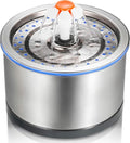 iPettie Cat Water Fountain Stainless Steel, 84oz/2.5L, 4-Stage Filtration | Ultra Quiet Metal Cat Water Fountain with LED Light & Filter for Pet, Kitty & Dog by iPettie