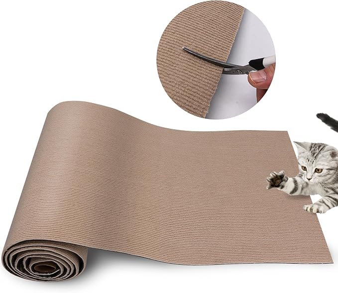 Cat Scratch Mat 120 "x15.8, Cat Scratch Sofa Furniture Protector, Trimmable Self-Adhesive Cat Scratch Pad for Decorating Cat Towers, DIY Cat Tree Shelf, Walls and Climbing Frames (Beige) by XUYEDOGLSH