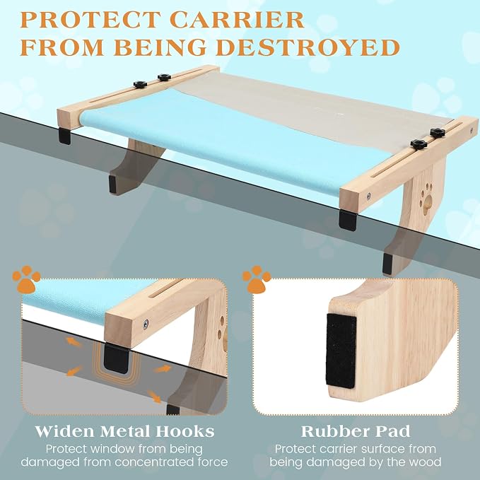 Suzile 2 Pack Cat Window Perch, Holds up to 33 Lbs | Window Perch for Cats Inside, Heavy Duty Cat Window Hammock with Wood and Metal Frame, Adjustable Space Saving - Image 5