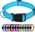 TagME Large Dog Collar, Reflective Nylon Collar, Sky Blue, 1.25" Width | Soft Nylon Dog Collar With Reflective Stitching for Night Walks, Adjustable Fit, Quick-Release Buckle for Easy On & Off by TagME