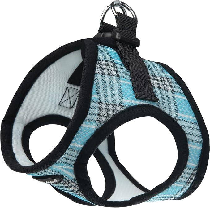 Bark Appeal Blue Plaid Step-in Dog Harness for Extra Small Sized Pets – Updated Sizing, Re-Measuring is Essential – Soft Vest Harness – Anti-Choke with Adjustable Strap & Heavy Duty Clip – XXS by BarkAppeal