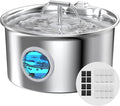 Cat Water Fountain Stainless Steel: Water Dispenser for Cats Indoor - Pet Dispenser Supplies Accessories - 16 Pack Cat Water Fountain Replacement Filters - 8 Multi-Functional Filters and 8 Sponges by UMOCUOY